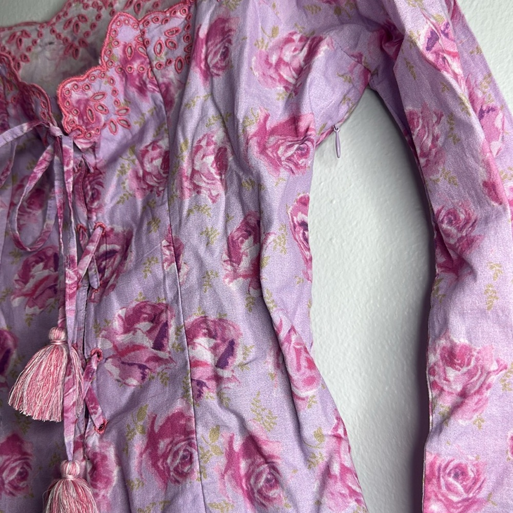 Love Shack Fancy- Floral Pink and Purple Dress - Picture 7 of 7